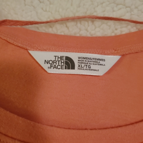 Womens The North Face size XL Tshirt. Peach color. "Get out and stay out" - Picture 3 of 5